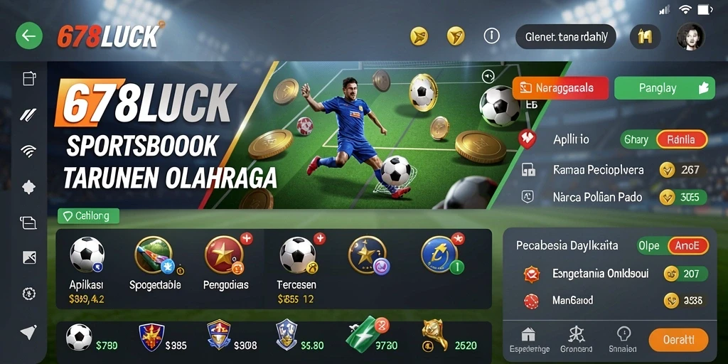 Screenshot utama 678LUCK menunjukkan tampilan antarmuka yang user-friendly untuk taruhan olahraga.