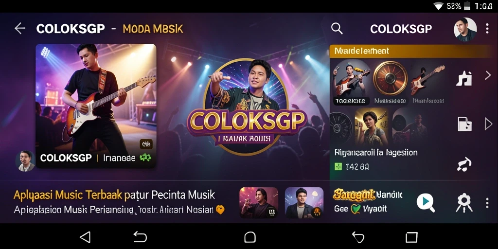 Screenshot utama COLOKSGP menampilkan antarmuka aplikasi musik yang menarik.