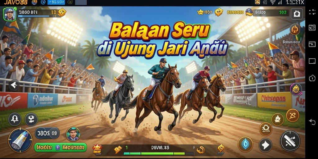 Gameplay intens balapan di JAVO88 dengan mobil cepat.