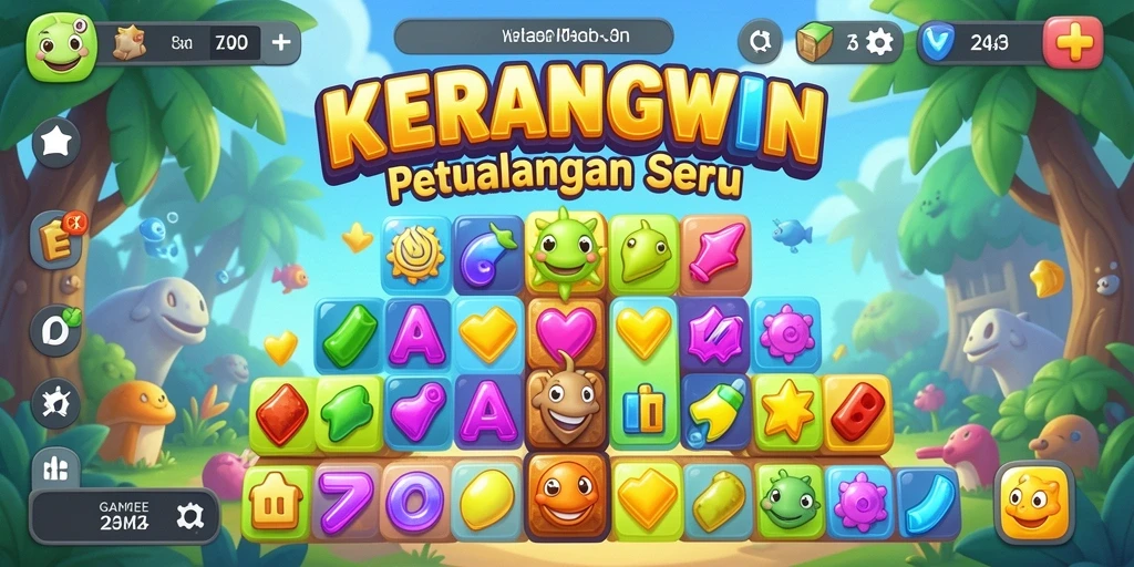 Tampilan gameplay seru KERANGWIN dengan elemen Match-3 yang menantang.