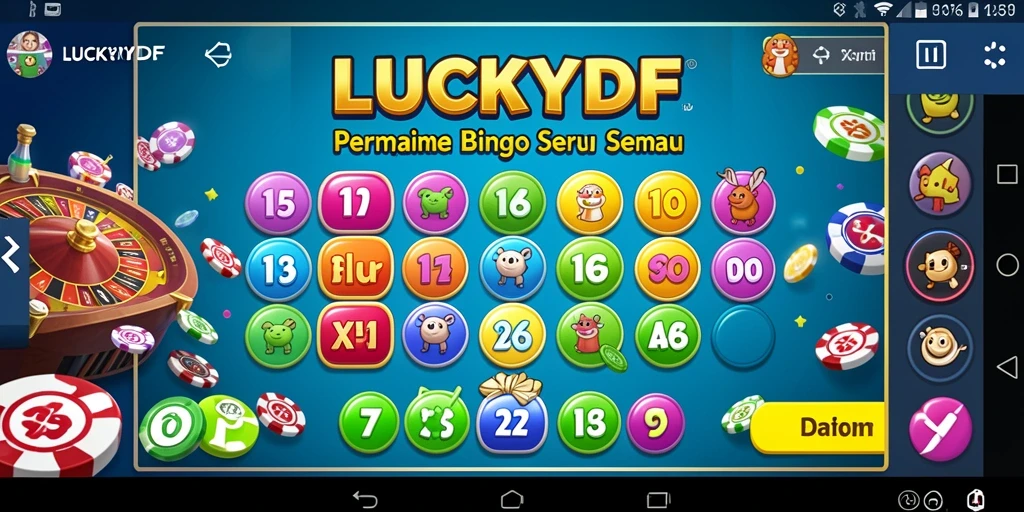 Tampilan utama gameplay Bingo di LUCKYDF yang menarik dan interaktif.