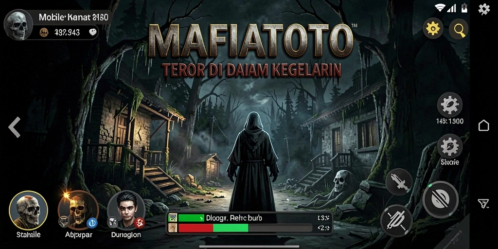 Tangkapan layar gameplay MAFIATOTO yang menampilkan suasana menyeramkan.