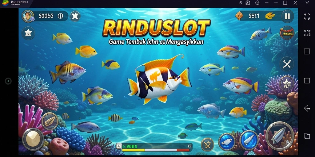 Gameplay RINDUSLOT menampilkan aksi menembak ikan yang seru.