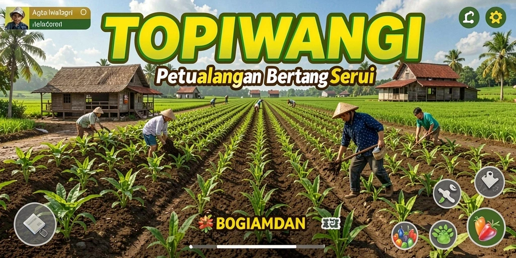 Screenshot menunjukkan gameplay menarik dari bertani di TOPIWANGI.