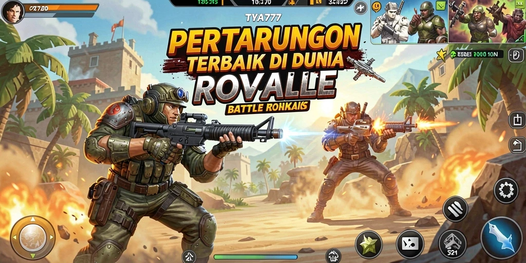 Screenshot menunjukkan gameplay intens dalam pertempuran Battle Royale.