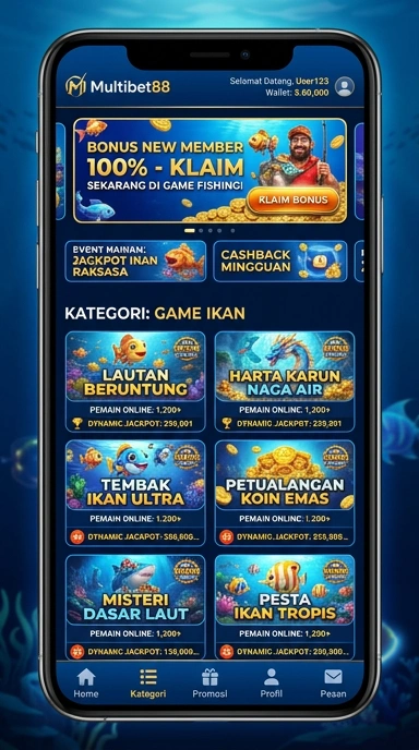 Menu aplikasi multibet88 yang mudah dinavigasi.